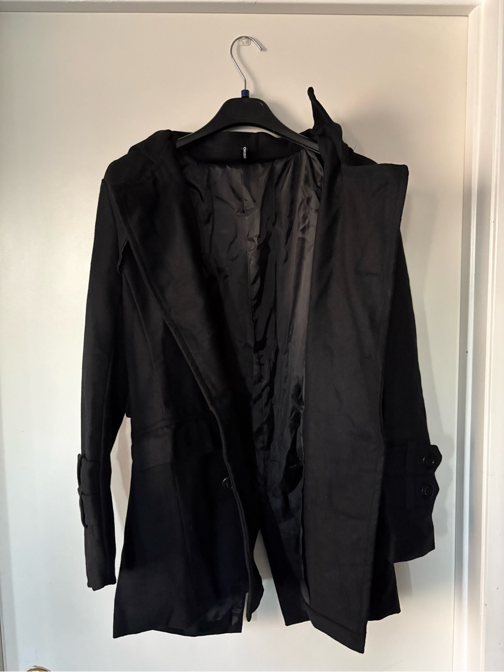Black Women's Hooded Coat - Brand Not Visible